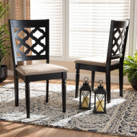 Baxton Studio RH336C-Sand/Dark Brown-DC-2PK Ramiro Modern and Contemporary Sand Fabric Upholstered and Dark Brown Finished Wood 2-Piece Dining Chair Set